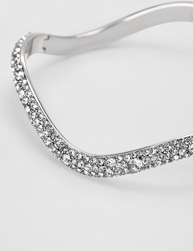 Swarovski Bracciale Rigido Sublima, Taglio Round, Bianco, Placcato Rodio - 5