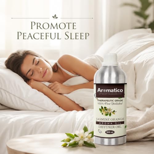 Image of AROMATICO Jasmine Orange Diffuser Oil with Strong, Long-Lasting Aroma | Premium Aroma Oil for Homes, Offices & Showrooms Aromatherapy, Diffusers, Air Purifiers, Vaporizers - 500 ml