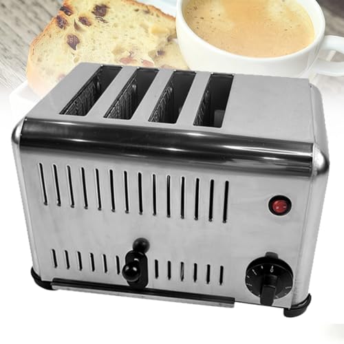 Stainless Steel Commercial Toaster 4-Slot,Bread Maker 2.24kw, 5-Level Adjustable,1.10