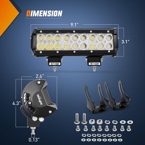Image of Nilight LED Light Bar 9Inch 54W 3600LM Spot Off Road Driving Lamp | Super Bright Waterproof Fog Work Lighting for Trucks SUV ATV UTV Pick-up Boat Tractor 4x4 Van Camper