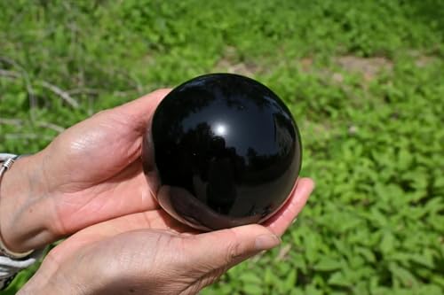 Sphère d'obsidienne noire naturelle 7-8cm, objet de décoration d'exception - 7