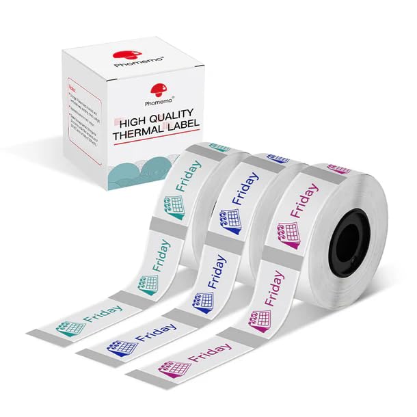 Phomemo D30 ClearLabel Tape, Red, Blue Text on Transparent, Sticker Thermal Paper Self-Adhesive Label Maker Tape,14mm x 30mm (0.55 x 1.18 Inch) 210