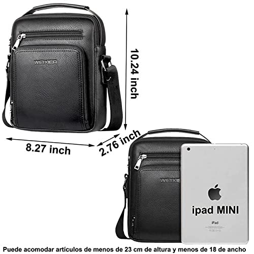 Hjkiopc Zipper Buckle Leather Messenger Bag Vintage Handle Bags for Men Ajustable Satchel Shoulder Bags Multifunction Casual Bag Temperament Fashion Handbag by Hjkiopc - Image 4