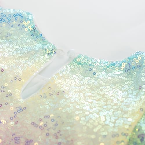 GRACE KARIN Girls Sequin Dress Short Flutter Sleeve Flare Silhouette Midi Dress with Hairbow 5-12Y4