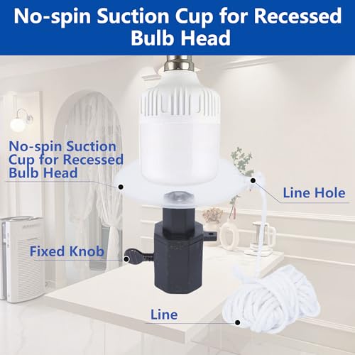 Qriocioa12 FT Light Bulb Changer for High Ceilings, Extension Light Bulbs Changing Pole, Light Bulb Changer Kit with 5 Replacement Tool, and Cleaning Brush Basket Telescopic Light Bulb Changer