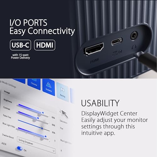 VU249CFE-B Monitor Eye Care da 24” pollici (23,8) Full HD (1920 x 1080) IPS 100 Hz, 1 ms, Adaptative-Sync, USB Type-C 15W Power Delivery, Ecosostenibile, DisplayWidget Center, Eye Care Plus, Blu - Monitor - Immagine 3