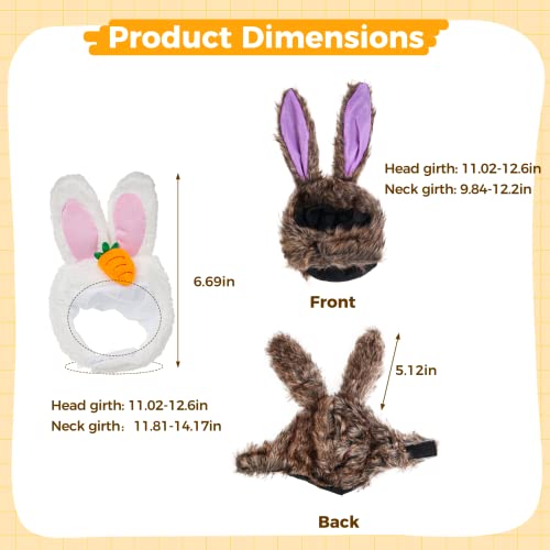 2 Pack Cute Cat Easter Costume - Adjustable Soft Bunny Rabbit Hat With Ears For Cats & Small Dogs Party Costume Easter Accessory Headwear #TOP5