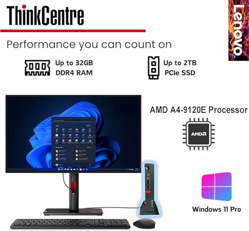 Lenovo ThinkCentre Micro Desktop, 16GB RAM, 512GB SSD Drive, AMD Processor & Graphics, Dual-Display Support, Wi-Fi, Bluetooth, USB, RJ-45, Home-Friendly, Business-Grade, Windows 11 Pro - Thumbnail 3