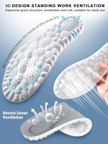 Image of 4D Cloud Insoles for Men, Arch Support Insoles, Memory Foam Insoles, Steppers Insoles Shock Absorption and Cushioning Sports Shoe Insoles for Foot & Joint Support (Gray, Men 14-15（12.4 Inch)