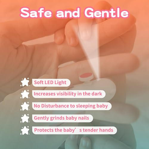 Qunlions life Baby Nail Trimmer Electric,Baby Clippers, 6 in 1 File,Nail File Grooming Kit Manicure Set for Toddler or Adults (Pink-New)