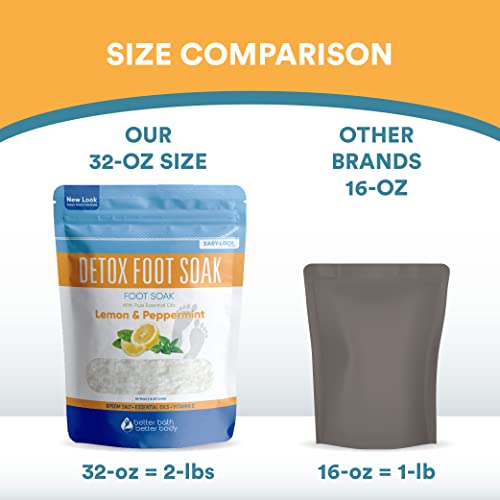 Detox Foot Soak (2 Lbs) Epsom Salt With Pure Essential Oils Lemon & Peppermint #TOP4