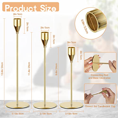 Gold Candle Holders For Taper Candles, Fodiens Set Of 12 Metal Candlestick Holders, Decorative Tapered Candle Stick Holder For Wedding Dinning Party Anniversary Table Centerpiece #TOP1