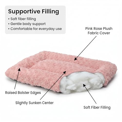 Image of Dog Crate Pad for Crate /Floor /Car for Small Dogs Washable | Non-Slip Dogs Pad for Crate,Soft Fluffy Dog Crate Pad,24 inchx18 inch Pink