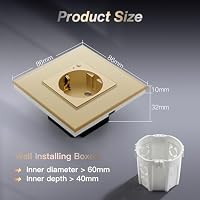 BSEED Schuko Wifi Steckdose 16A Smart Alexa Glassteckdose, 1 Pack 1 Weg Gold 86mm Unterputz-Installation APP-Steuerung Arbeit mit Alexa/Google Home DIY Free Spin Nur 2.4 GHz – Ansicht 2