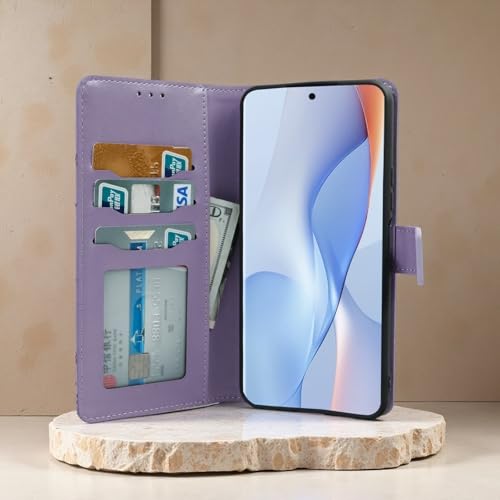 Image of amazon basics Redmi Note 15 5G Flip Cover | Card Pockets Wallet & Stand | Flip Cover for Redmi Note 15 5G (Purple Tree)