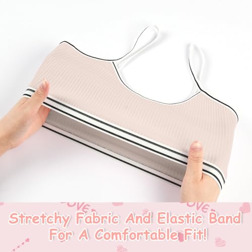 flintronic 4 Pack Mädchen Sport BH, Bustier Baumwolle, Teens U-förmiger Rücken Unterwäsche, Top Bustier, für 8-15 Jahre Kinder, L