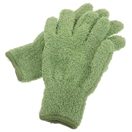HAPINARY 2pcs Green Microfiber Dusting Gloves for Houseplant Maintenance
