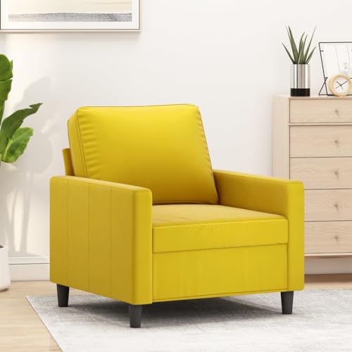 Gecheer Sillón Relax,Sillones para el Salón,Sillón de Televisión Relax Descanso,Sillón de Terciopelo Amarillo 60 cm