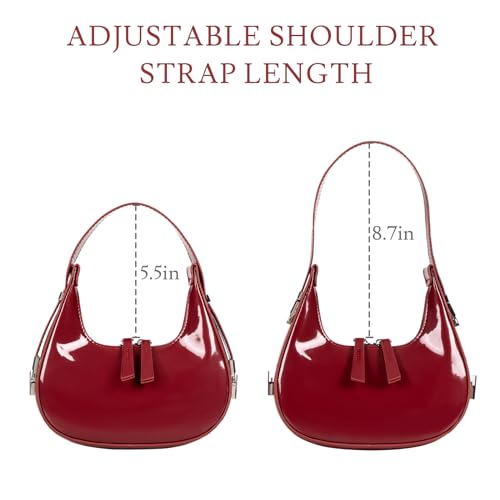 Prpeko Shoulder Bag Crescent Retro Y2k Hobo Handbags 90s Underarm Purse Bag Fashion Clutch Purses for Women, Burgundy by Prpeko - Image 5