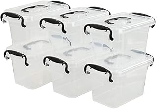 Gitany Mini Transparent Plastic Latch Box, 6 Packs Storage Boxes with Handle