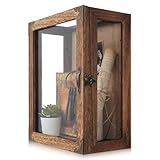 Shadow Box Display Case 11x14 Deep with Glass on 4 Sides, 6.2in Depth Wall Mounted Memory Box for Keepsakes, Wooden Display Case for Graduation Cap, Jersey, Wedding, Medals – Rustic Shadowbox Frame