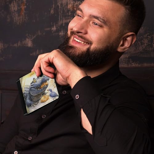 Crocodile And Birds Fashion Bifold Wallets for Men Women Slim & Thin Credit Card Holder Wallet Purse4