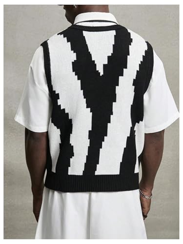 Men's Color Block Knit Sweater Vests Crew Neck Sleeveless Preppy Sweater Tank Tops3