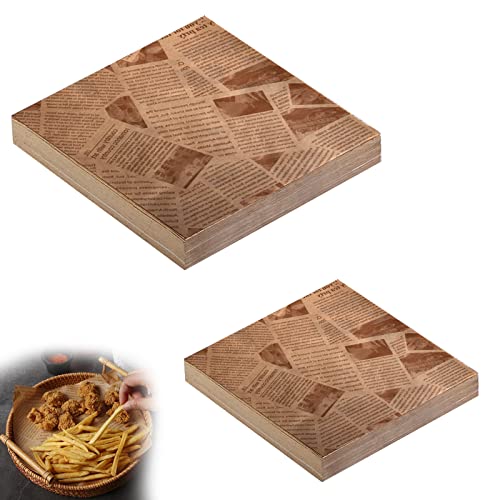 Plaque de cuisson en papier marron antiadhésif sandwich Wrap Paper panier alimentaire doublure papier à fromage dense jetable papier gras papier parchemin carré pour frites gâteaux 100 feuilles Cover