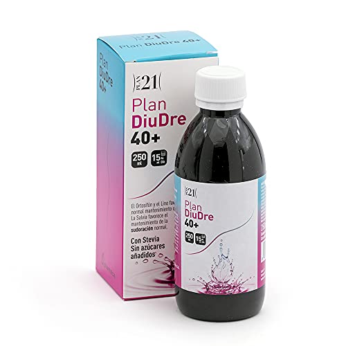 Plameca - Plan 21 Diudre 40+, Control Peso Corporal, Con Ortosifón, Lino Y Salvia, Ayuda Ante Retención De Líquidos Y Vientre Hinchado, Equilibrio De Líquidos Y Excesos, A Partir De 40 Años - 250 Ml