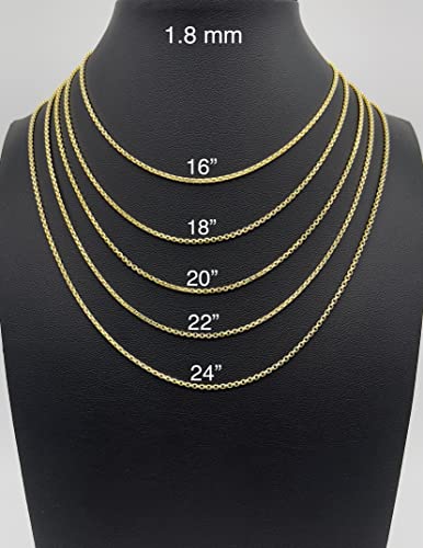 JEWELHEART 14K Real Gold Round Box Chain 1.3mm 1.8mm 2.1mm 2.7mm 3.4mm Yellow and White Real Gold Chains For Men Diamond Cut Link Chain Necklace For Women with Lobster Clasp 16" 18" 20" 22" 24"4