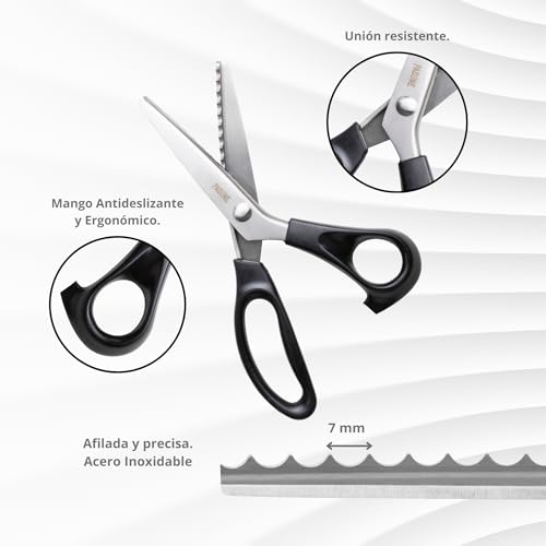 Miniatura 3 de Padune Tijeras Ondas 7mm. Cortahilos Pinzas Costura Para Tela Tijeras Dentadas Costura De Acero Inoxidable Para Tela Y Manualidades. Ondas 7mm