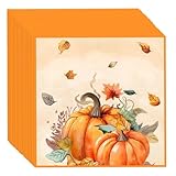 Ovanda Herbstdeko, Servietten Herbst, 20 Stück Kürbis Servietten Thanksgiving Tischdeko, Deko Cocktail Servietten, Herbst Papierservietten, mit Herbstblätter Ernte Herbst Party Zubehör