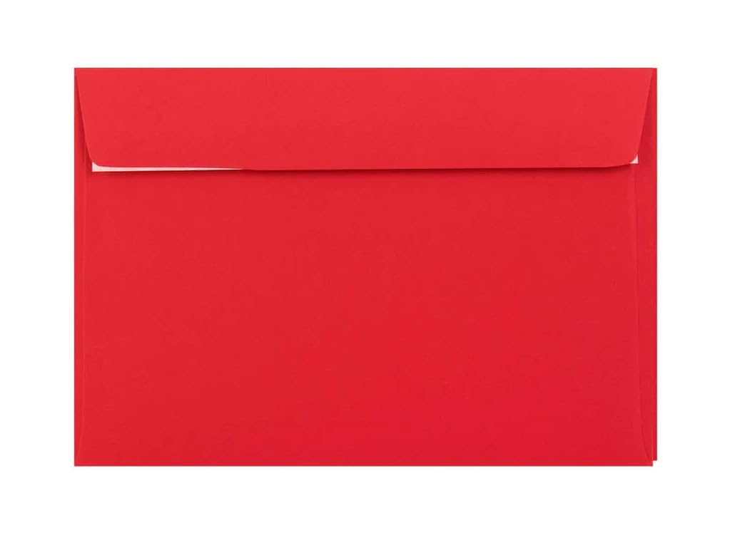 C4 Coloured Envelopes Perfect for A4 Christmas Cards Greeting Cards Invitations Office Use Peel & Seal Mailing Envelopes 324mm x 229mm Pack of 10 (Poppy Red)
