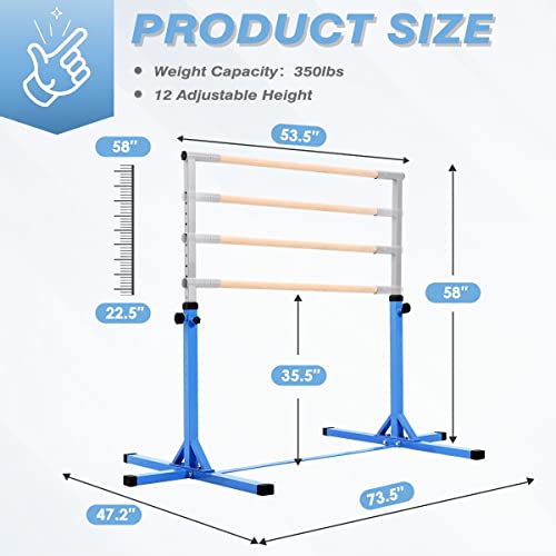 Outroad Gymnastics Horizontal Bars Training Bar For Kids Girls Junior, Adjustable Height Kip Bar With Added Stability-Gym Pro Gymnastics Bar, Home Gym Equipment,Pink,Blue #TOP2