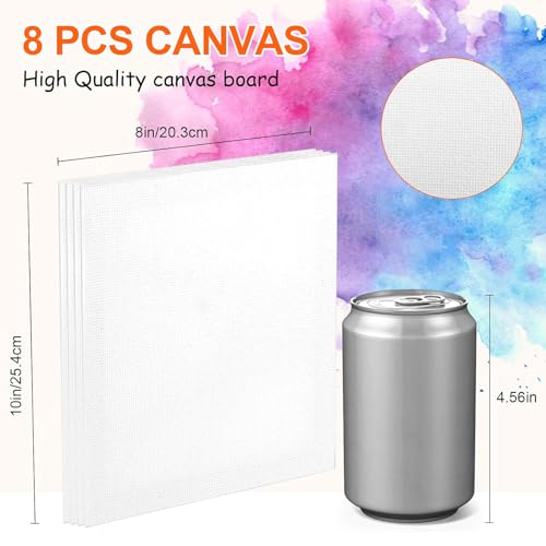 MicoSim 8 Pack 8x10in Canvas Painting Kit, Canvases Board & Easel & Acrylic Paint Set for Adults, Drawing Boards with Palette & Brushes for Party by MicoSim - Used condition - Image 2
