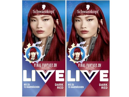 FINAL FANTASY™ XIV Online x LIVE Ultra Brights Semi-Permanente Haarfarbe (088 Dark Red, 80 ml (2er Pack))
