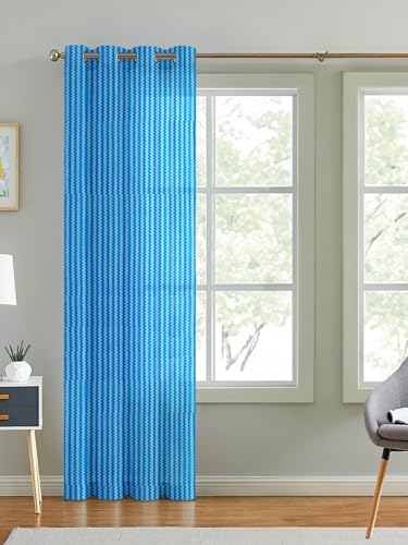 Image of Cortina Polyster Transparent Curtain Set |Long Door Installation | Bedroom Living Room Kids Room | 9 Feet Window Curtain Pack of 1 | Blue
