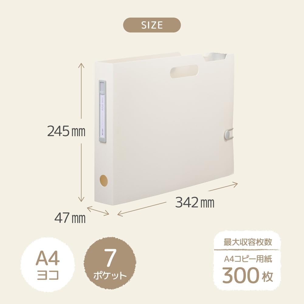 Lihit Lab F7693-0 Document Box, A4 Slim, Horizontal, 6 Compartments, 7 Pockets, White