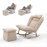 Confort Ergonomique Avec Dossier Haut : Ce fauteuil à bascule ergonomique est doté d’un dossier haut, d’une assise épaisse et moelleuse et de larges accoudoirs, offrant un excellent maintien du dos et des épaules. Idéal pour la lecture, la détente ou les moments de repos à la maison.