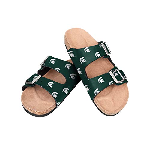 FOCO Michigan State Spartans NCAA Womens Team Logo Double Buckle Sandal - S (5-6)