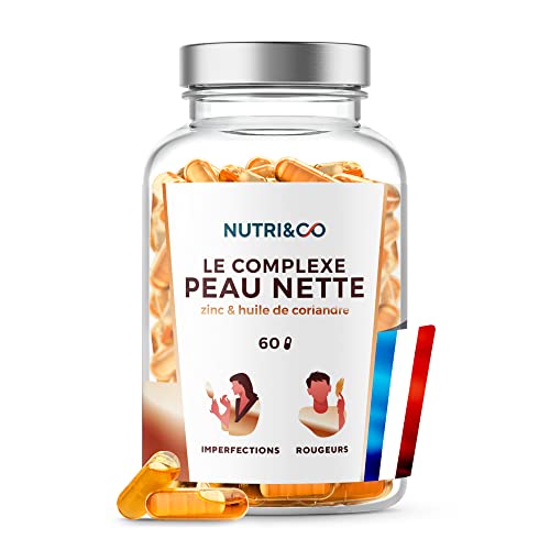 Peau Nette | Zinc Gluconate Bio-Actif + Huile de Chia et Coriandre Brevetée | Cible Imperfections et Acné | Complément Alimentaire Antioxydant | Vegan Made in France | 60 gélules | Nutri&Co Cover