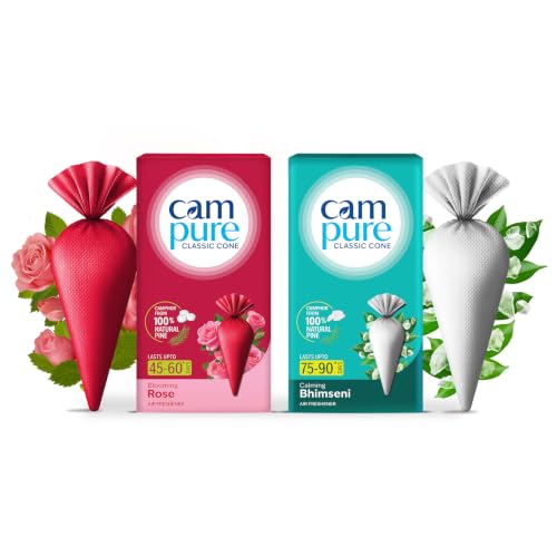 Image of CamPure Camphor Cone (1 Rose + 1 Bhimseni) Pack Of 2-100% Organic | Air Freshener For Car, Wardrobe, Office Cabin's, Drawers, Travel Bag & Bathroom