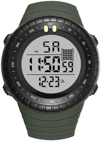 BUTIFULSIC Waterproof for Case Color Sports and Swimming Random Outdoor Electronic Watch with Luminous Design Multifunction Features, Green Pu Strap, Metal Alloy Men