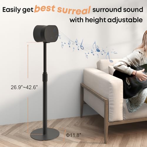 Speaker Stands for SONOS Era-100 and Era-300 - Height Adjustable Speaker Stand up to 42.6'', Concealed Cable Management, Max Load 11lbs, 1 Pair (2 Pack), Black by PUTORSEN - Image 4