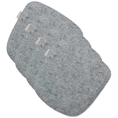 SILUK Coussin de siège en feutre confortable, 40 cm x 40 cm, Lavable, Lot de 4, Gris, Noir pour banc, chaise, Coussins de chaise (Gris)