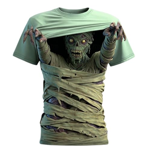 Camiseta de manga corta para hombre, diseño gráfico de Halloween, para fiestas temáticas, disfraces, cosplay y eventos, amarillo, M