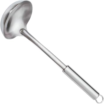 ULTECHNOVO Ladle Soup Scoop Heavy Duty with Hanging Hole Stainless Steel Silver Long Handle Cooking Utensil Sturdy for Kitchen Use for Everyday Cooking