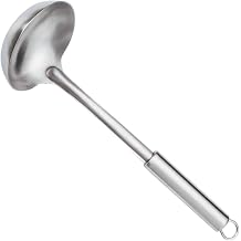 ULTECHNOVO Ladle Soup Scoop Heavy Duty with Hanging Hole Stainless Steel Silver Long Handle Cooking Utensil Sturdy for Kitchen Use for Everyday Cooking