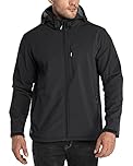 33,000ft Men's Softshell Waterproof Jackets Fleece Lining Outdoor Windproof Windbreaker Coats with Multi Pockets Removeable Hood Black 4XL