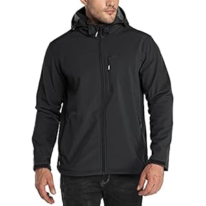 33,000ft Men’s Waterproof Jackets Fleece Lining Softshell Jacket – Multi Pockets Outdoor Windproof Coat With Detachable Hood